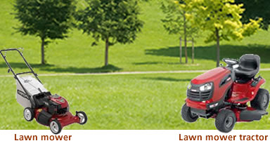 Mowing lawns equipment: lawn mower and tractor